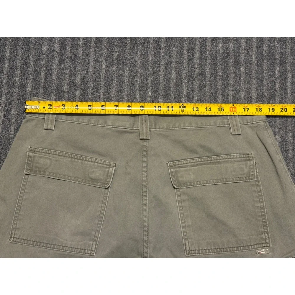 Levis SilverTab Mens Cargo Shorts 36 Olive Green Cotton Loose Fit Vintage 90s